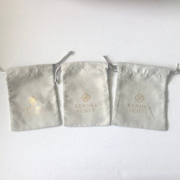 3 pc Kendra Scott Gray Dust Jewelry Bag Pouch Drawstring 5" x 6" BAGS ONLY - Picture 2 of 3